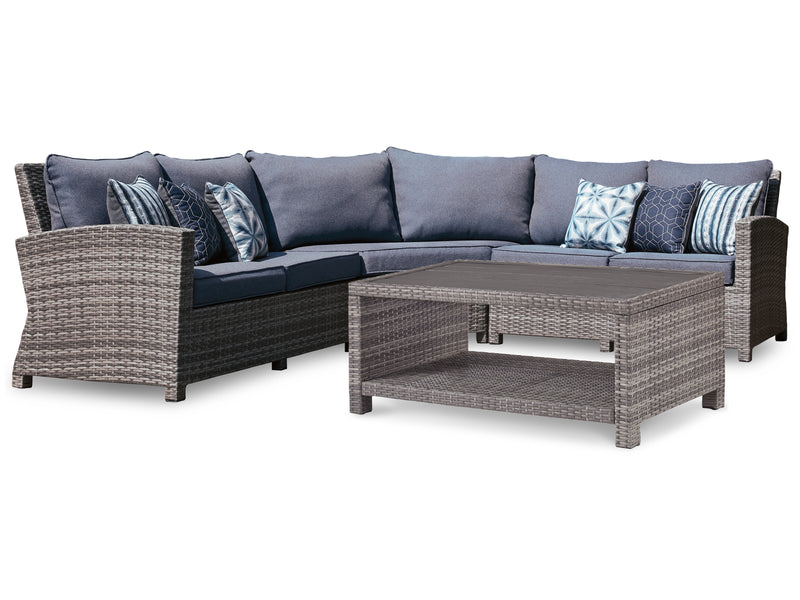 Salem Gray Beach 3-Piece Outdoor Sectional With Coffee Table