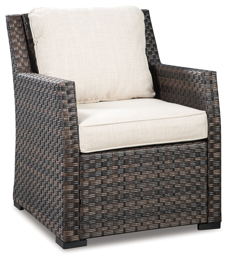 Easy Dark Brown/beige Isle 3-Piece Outdoor Sectional With 2 Chairs And Coffee Table