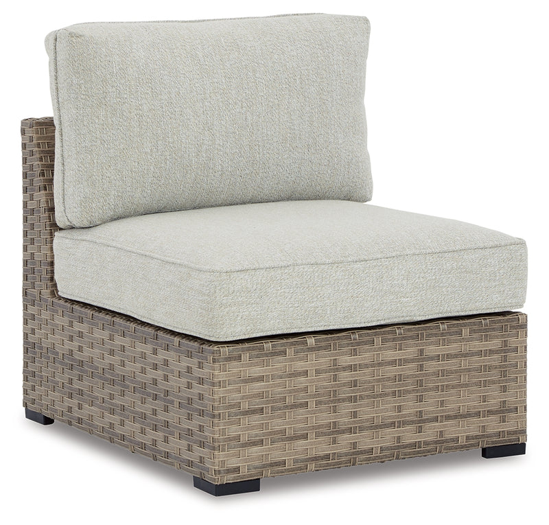 Calworth Beige Outdoor 9-Piece Sectional With Ottoman