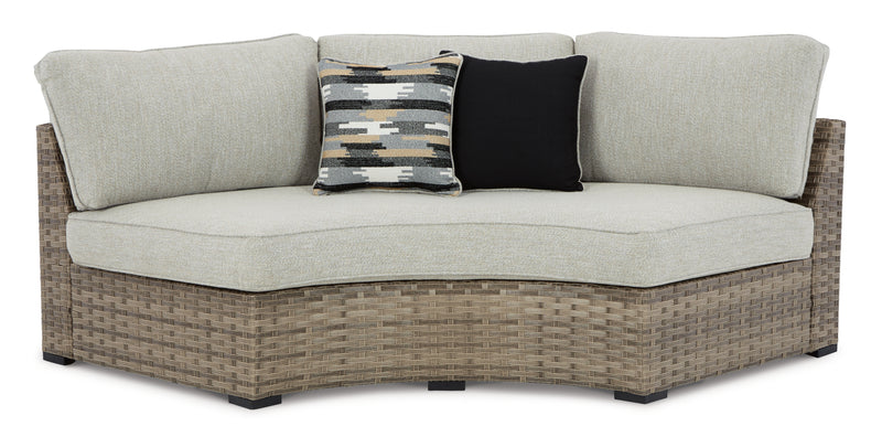 Calworth Beige 5-Piece Outdoor Sectional With Ottoman