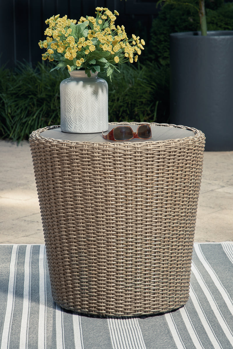 Danson Beige Outdoor Coffee Table With End Table