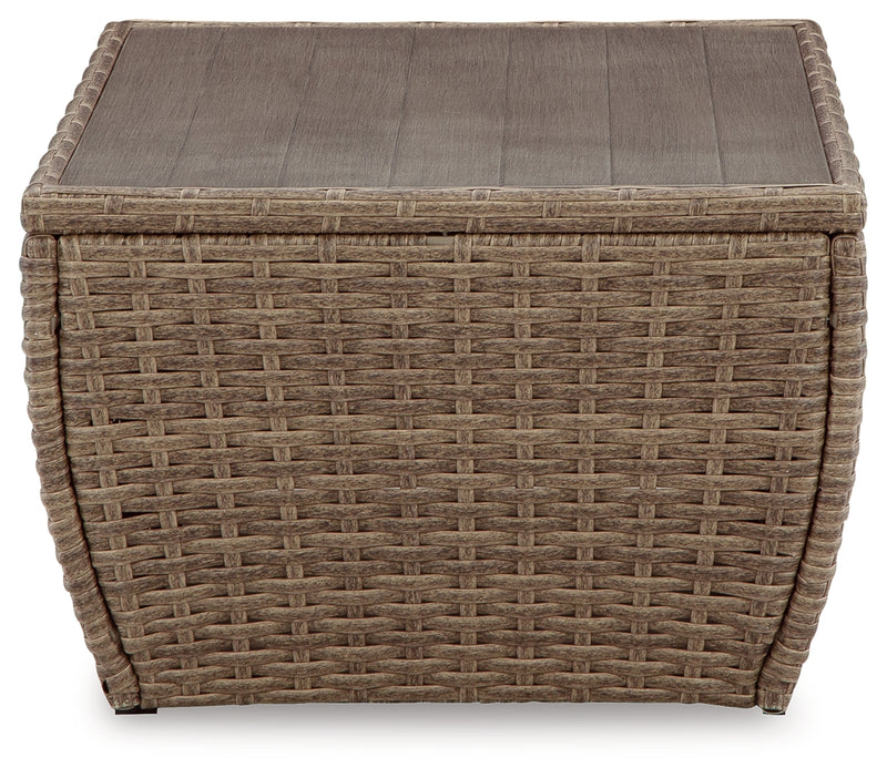 Sandy Beige Bloom Outdoor Coffee Table With End Table