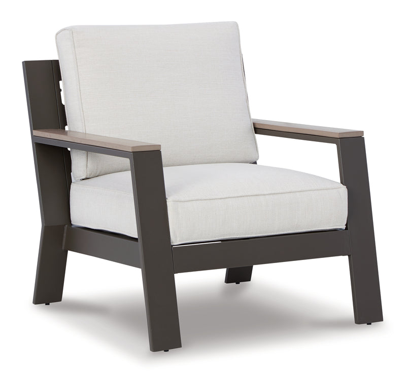 Tropicava Taupe/white Outdoor Loveseat And Lounge Chair With Coffee Table And 2 End Tables