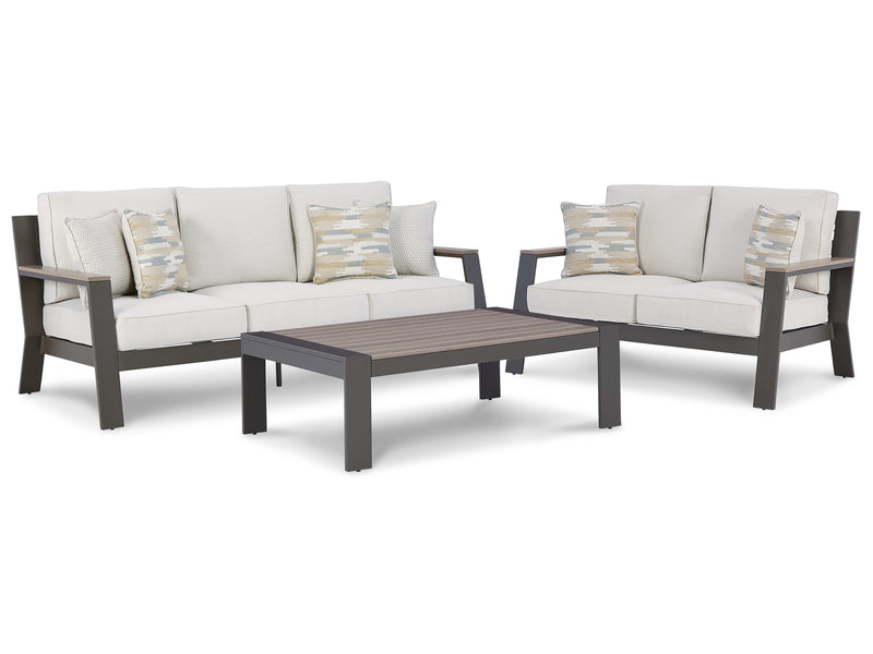 Tropicava Taupe/white Outdoor Sofa And Loveseat With Coffee Table