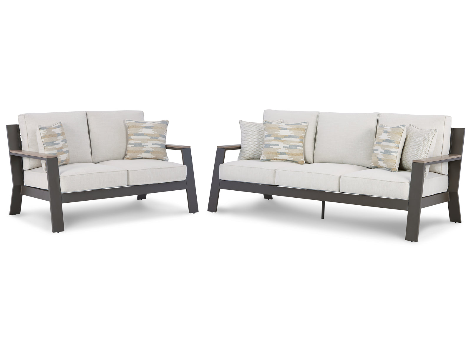 Tropicava Taupe/white Outdoor Sofa And Loveseat