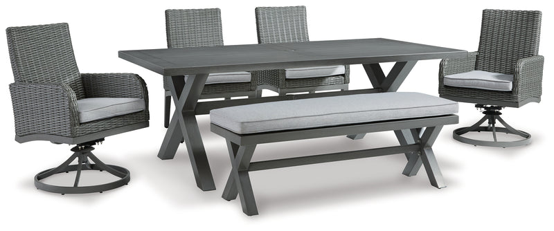 Elite Gray Park Outdoor Dining Table And 4 Chairs Bench