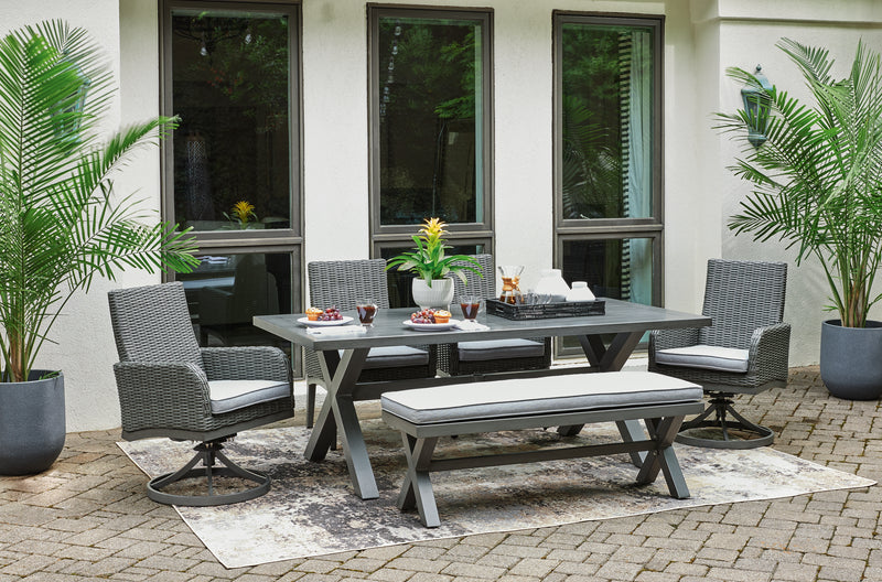 Elite Gray Park Outdoor Dining Table And 4 Chairs Bench