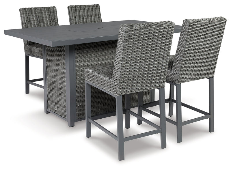 Palazzo Gray Outdoor Bar Table And 4 Barstools