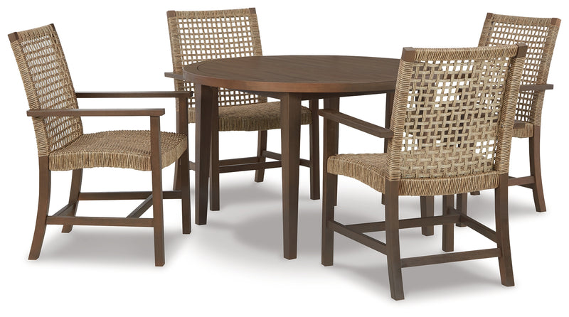 Germalia Brown Outdoor Dining Table And 4 Chairs