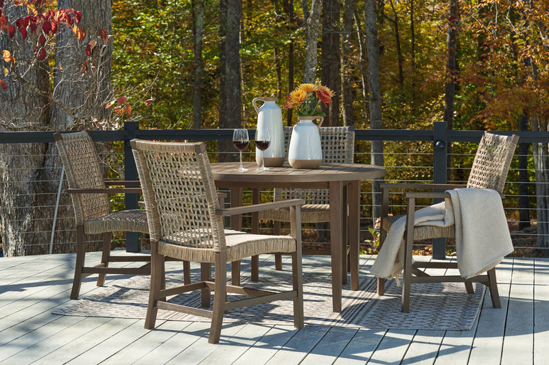 Germalia Brown Outdoor Dining Table And 4 Chairs