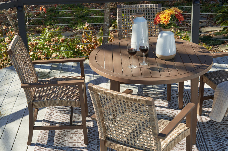 Germalia Brown Outdoor Dining Table And 4 Chairs