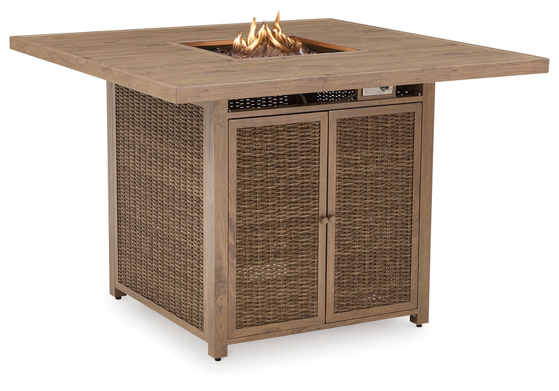 Walton Bridge Driftwood Outdoor Bar Table With Fire Pit
