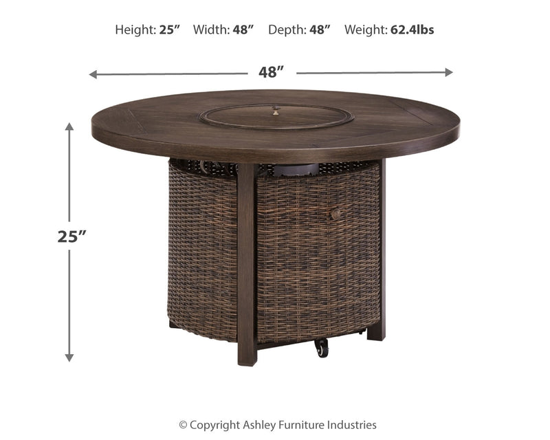 Paradise Medium Brown Trail Outdoor Sofa And Loveseat With Fire Pit Table