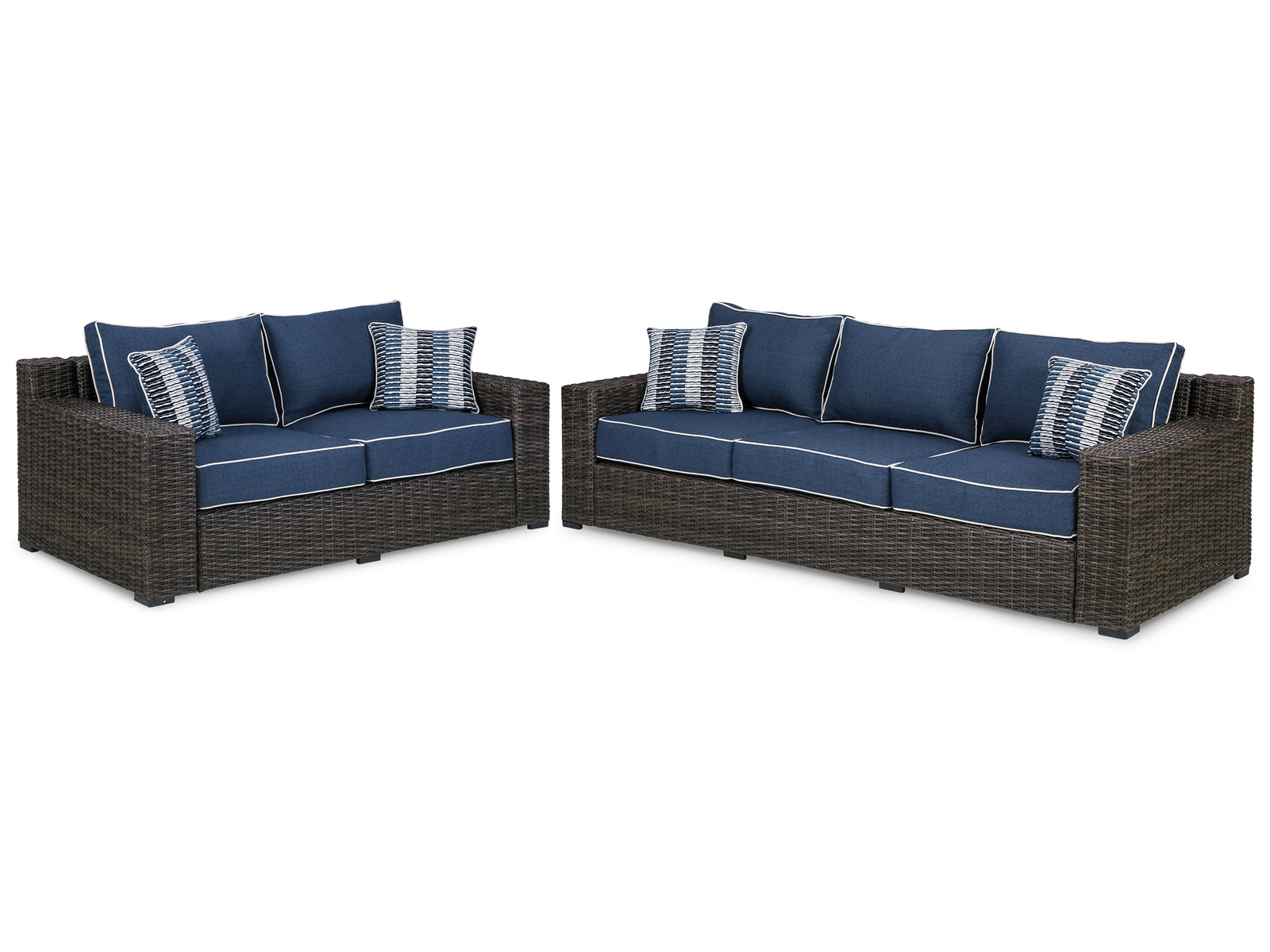 Grasson Brown Blue Lane Outdoor Sofa And Loveseat