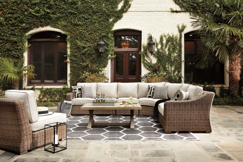 Beachcroft Beige 5-Piece Outdoor Sectional With Coffee Table