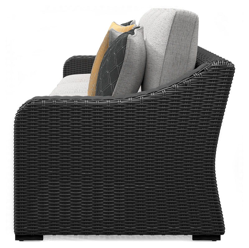 Beachcroft Black/light Gray 2-Piece Outdoor Loveseat With Cushion