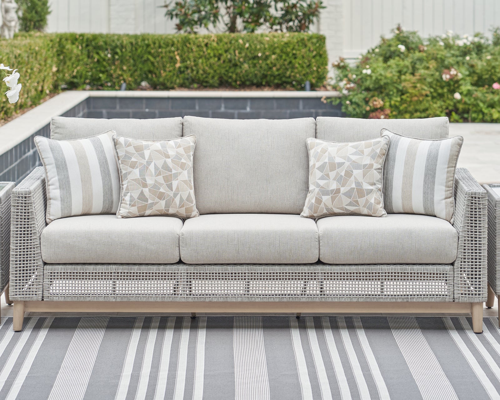 Seton Creek Gray Outdoor Sofa With Cushion