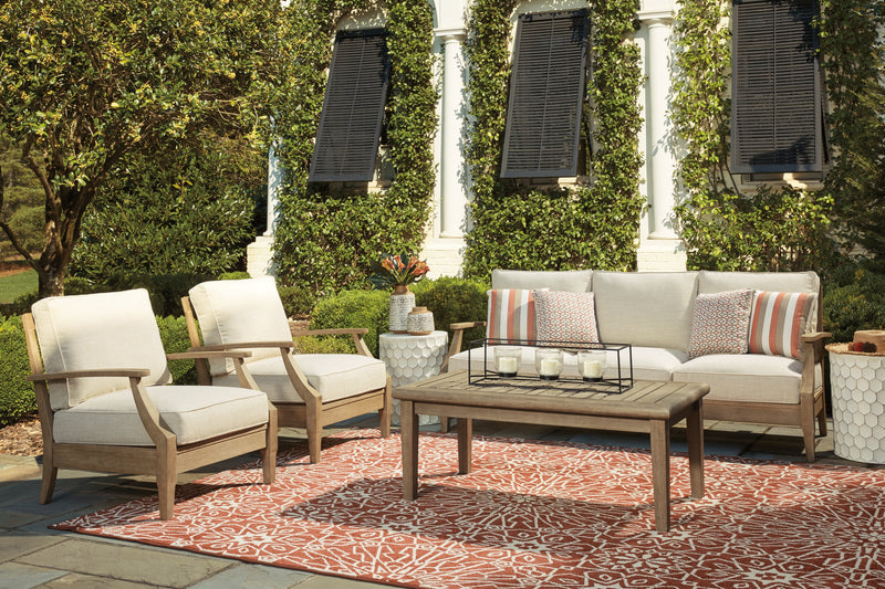 Clare Beige View Outdoor Sofa With 2 Lounge Chairs