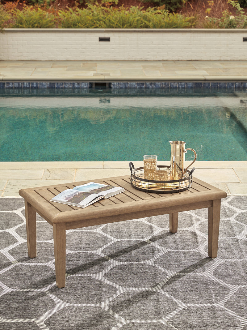 Gerianne Grayish Brown Outdoor Coffee Table With 2 End Tables