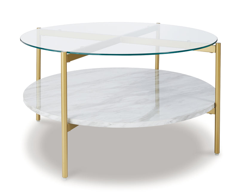 Wynora White Gold Coffee Table With 2 End Tables