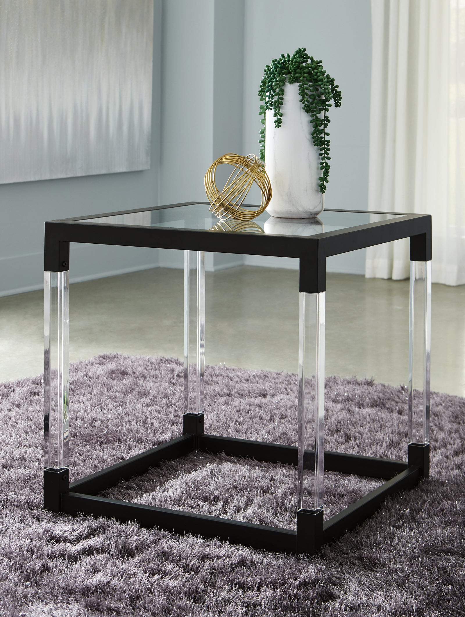 Nallynx Metallic Gray Coffee Table With 1 End