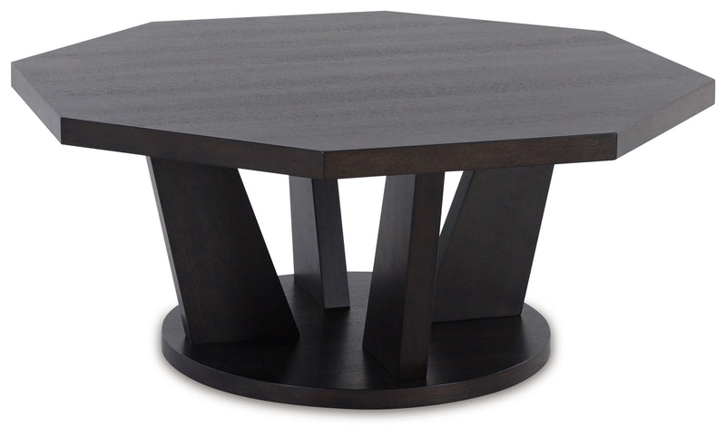 Chasinfield Dark Brown Coffee Table With 2 End Tables