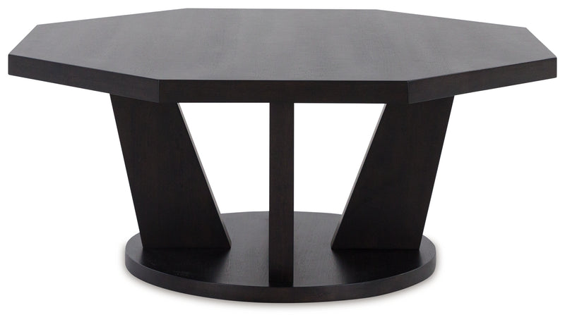 Chasinfield Dark Brown Coffee Table With 2 End Tables