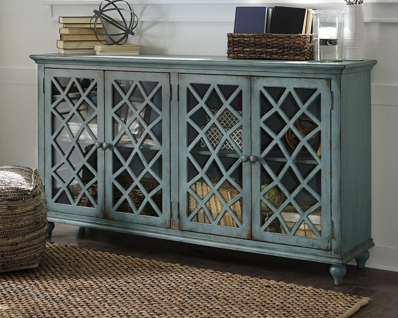 Mirimyn Antique Teal Accent Cabinet