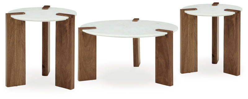 Isanti White/brown Coffee Table With 2 End Tables