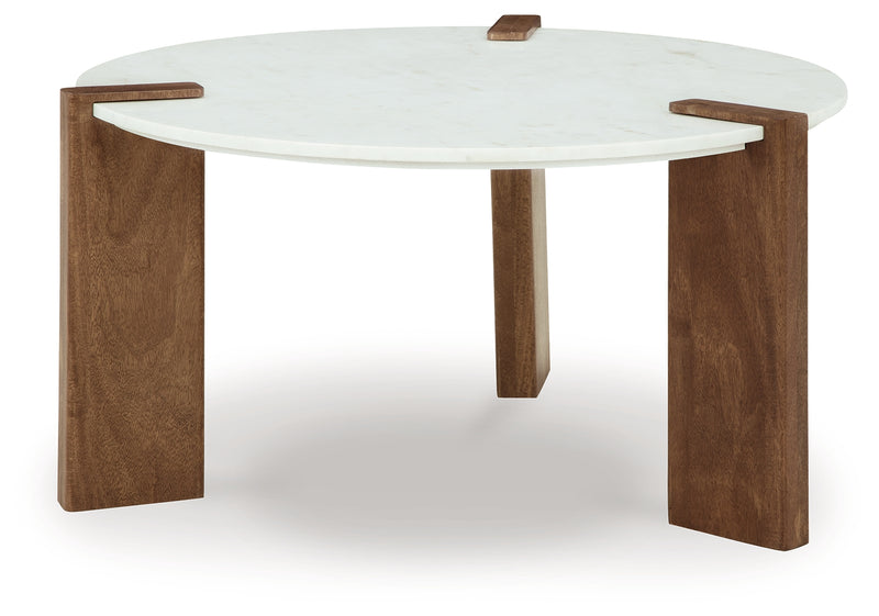 Isanti White/brown Coffee Table With 2 End Tables