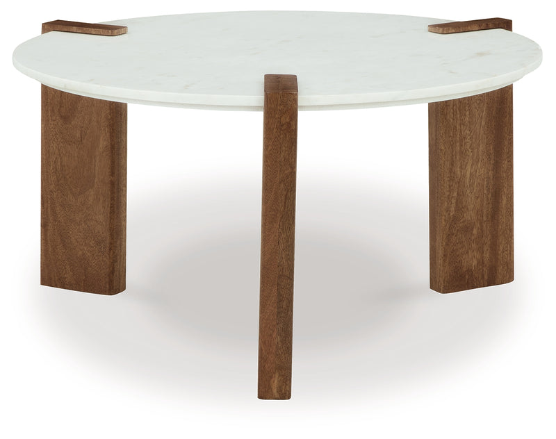 Isanti White/brown Coffee Table With 2 End Tables