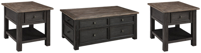 Tyler Grayish Brown Black Creek Coffee Table With 2 End Tables