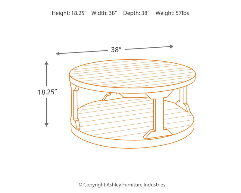 Rogness Rustic Brown Coffee Table With 2 End Tables