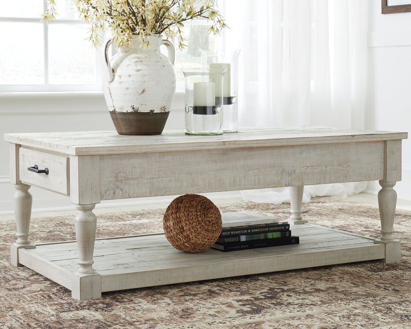 Shawnalore Whitewash Coffee Table With 1 End