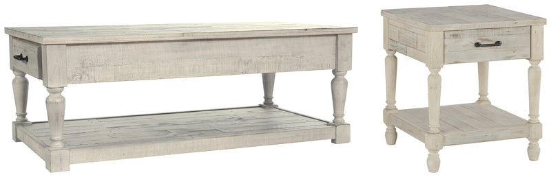 Shawnalore Whitewash Coffee Table With 1 End