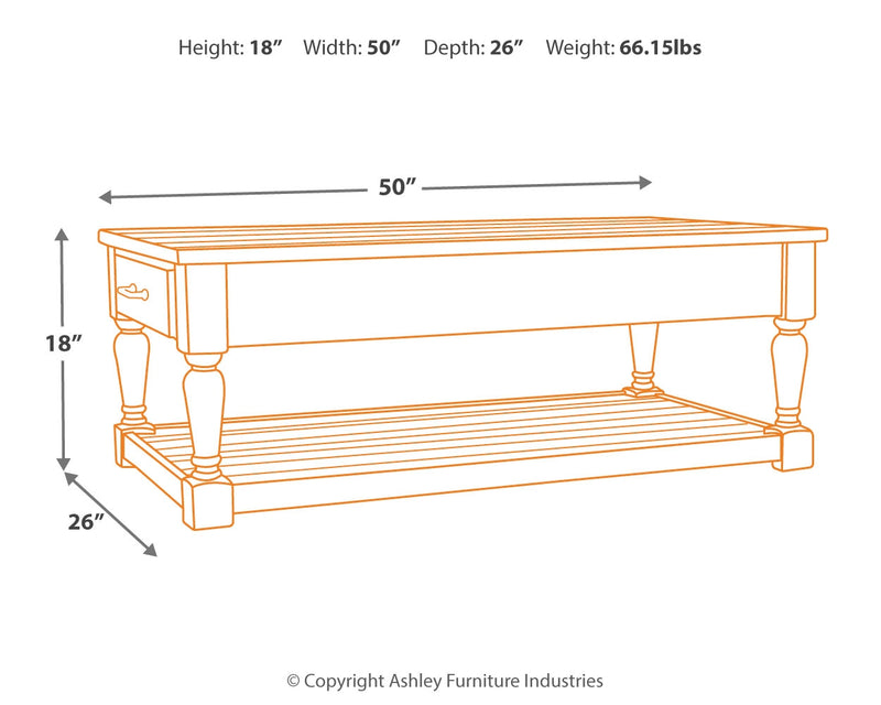 Shawnalore Whitewash Coffee Table With 1 End