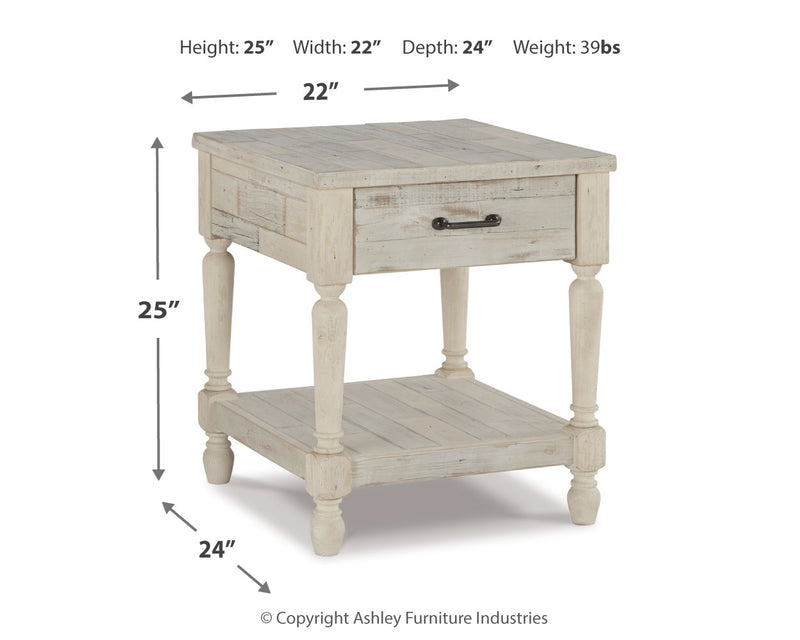 Shawnalore Whitewash Coffee Table With 2 End Tables