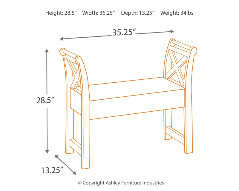 Abbonto Warm Brown Accent Bench