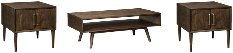 Kisper Dark Brown Coffee Table With 2 End Tables