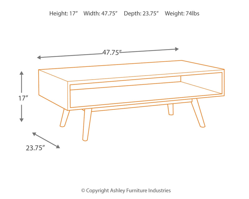 Kisper Dark Brown Coffee Table With 1 End