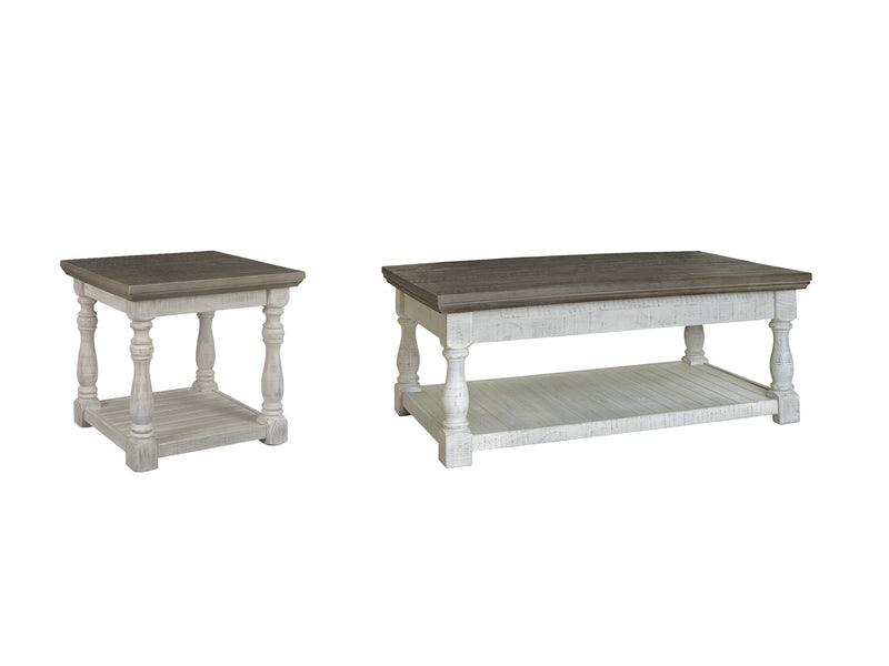 Havalance Gray White Outdoor Coffee Table With End