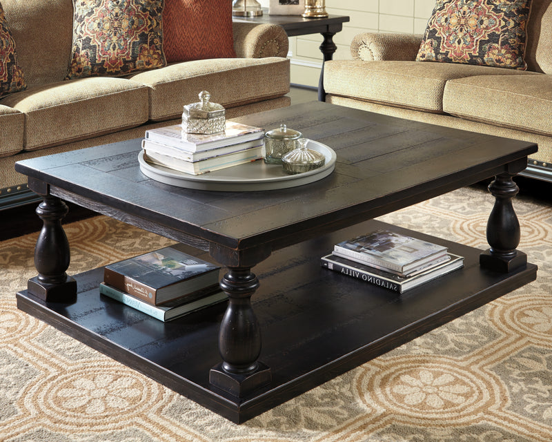 Mallacar Black Coffee Table With 2 End Tables