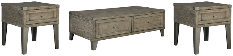 Chazney Rustic Brown Coffee Table With 2 End Tables