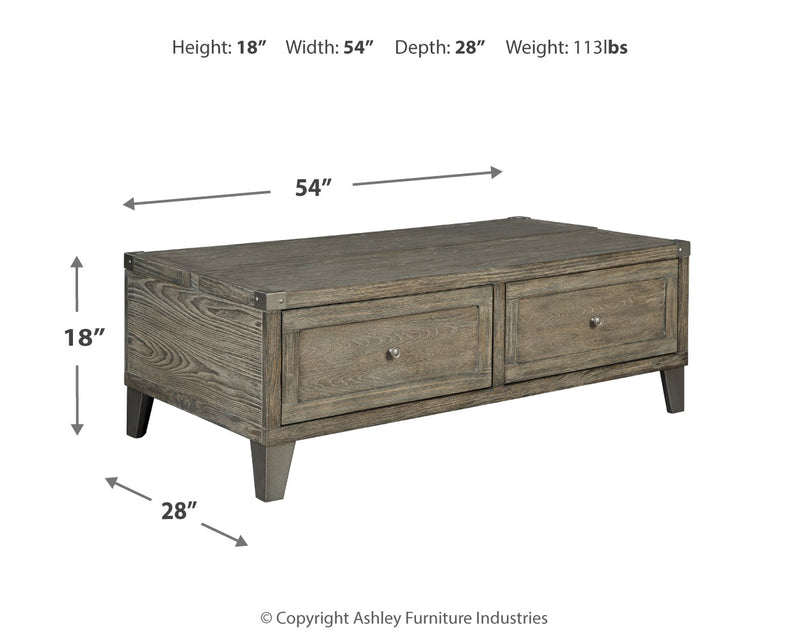 Chazney Rustic Brown Coffee Table With 2 End Tables