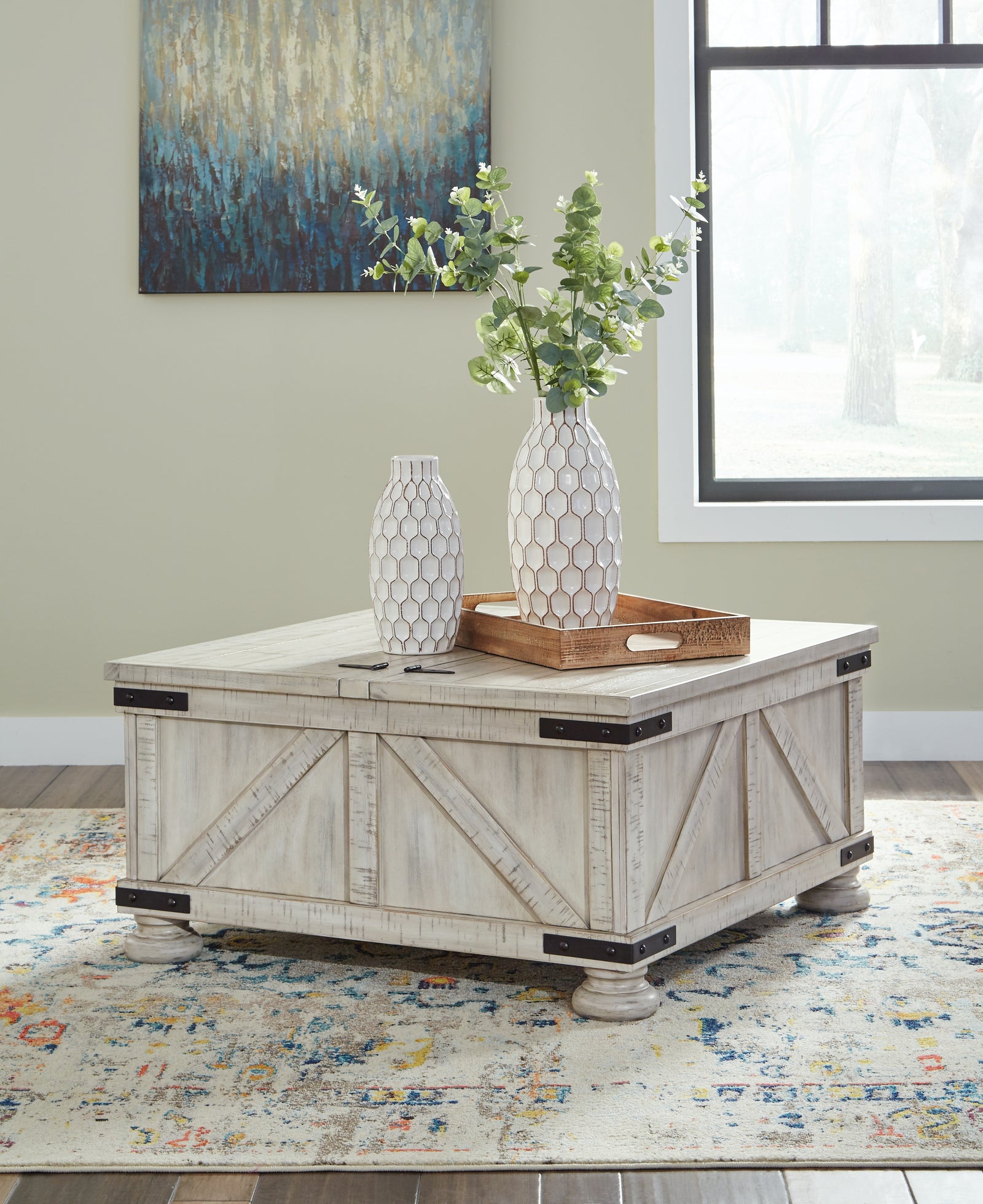 Carynhurst Whitewash Coffee Table With 2 End Tables