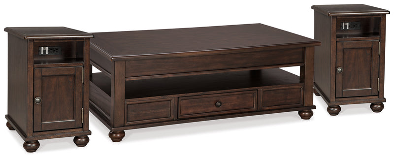 Barilanni Dark Brown Coffee Table With 2 End Tables