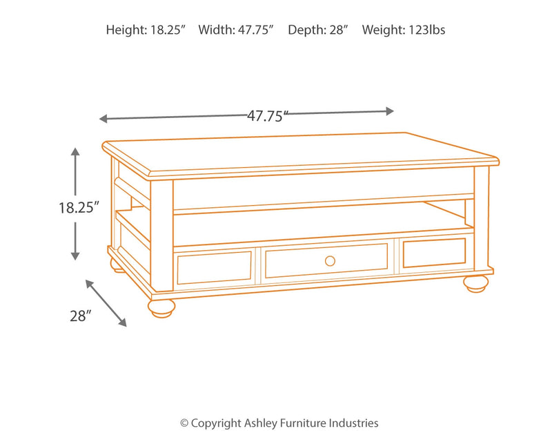 Barilanni Dark Brown Coffee Table With 1 End