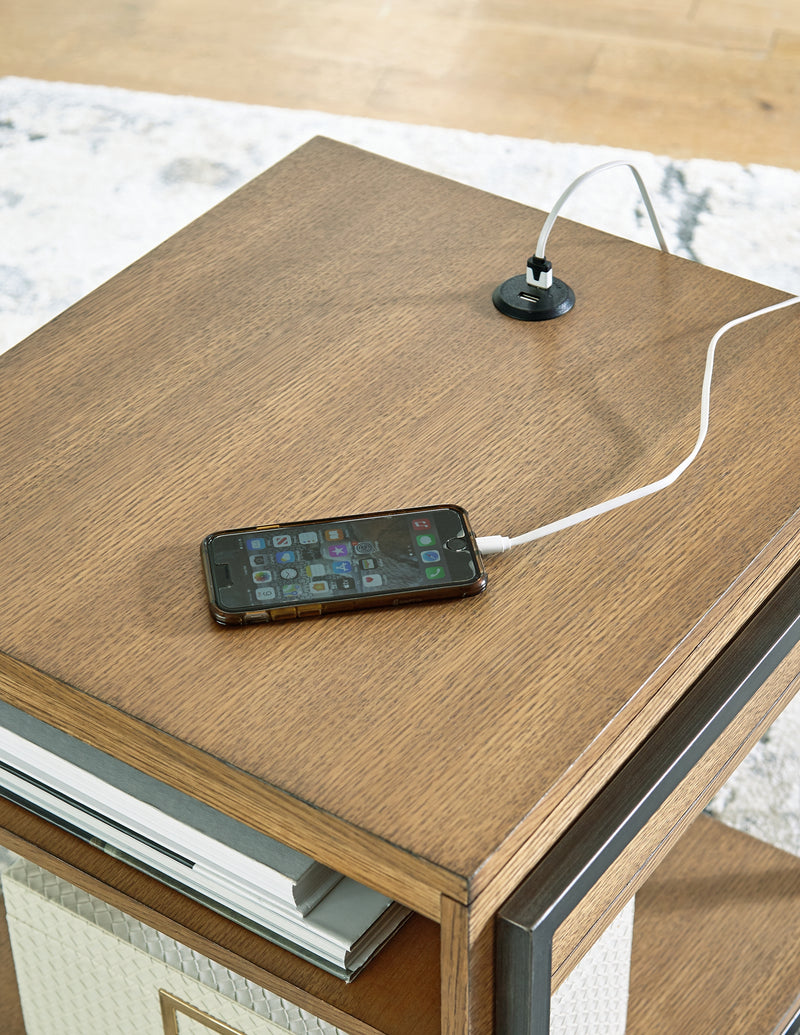 Fridley Brown Black End Table