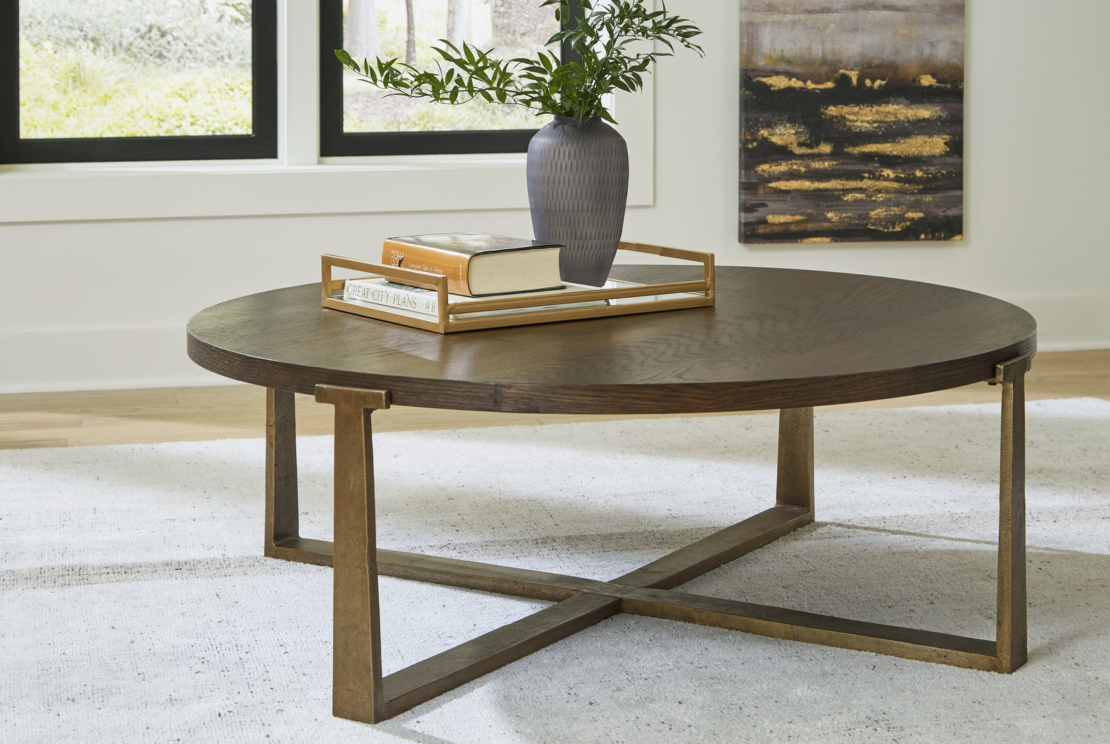 Balintmore Brown/gold Finish Coffee Table With 2 End Tables