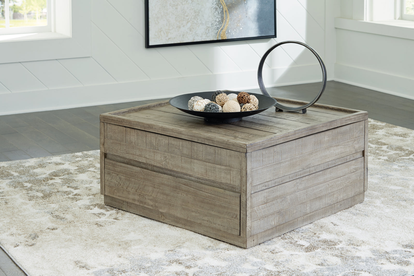 Krystanza Weathered Gray Coffee Table With 2 End Tables